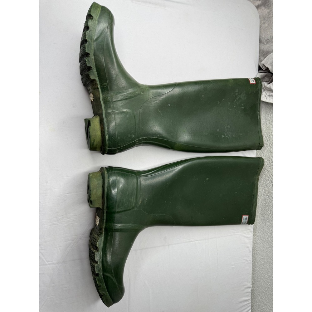 Hunter Original Tall Rain Boots Green Rubber Waterproof Made in Britain 7 8